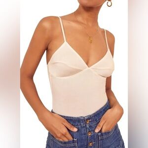 Reformation Emmett White Bodysuit Size S 100% Cotton Spring Summer Capsule Layer